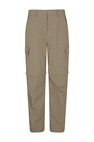 Mountain Warehouse Trek Wandelbare Herrenhose - Wanderhose mit Reißverschluss auf Kniehöhe, leicht, Taschen, verstellbar, Freizeithose - Für Reisen, Herbst Dunkelbeige 54W von Mountain Warehouse