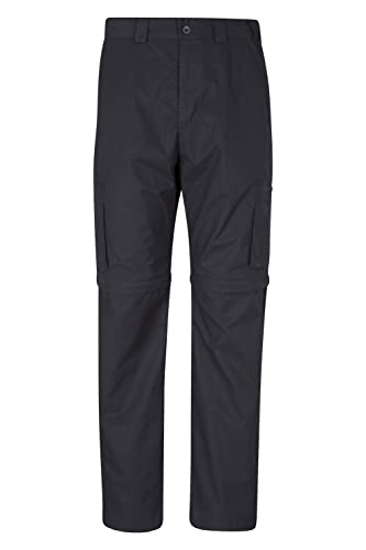 Mountain Warehouse Trek Wandelbare Herrenhose - Wanderhose mit Reißverschluss auf Kniehöhe, leicht, Taschen, verstellbar, Freizeithose - Für Reisen, Herbst Schwarz Jet 44W von Mountain Warehouse