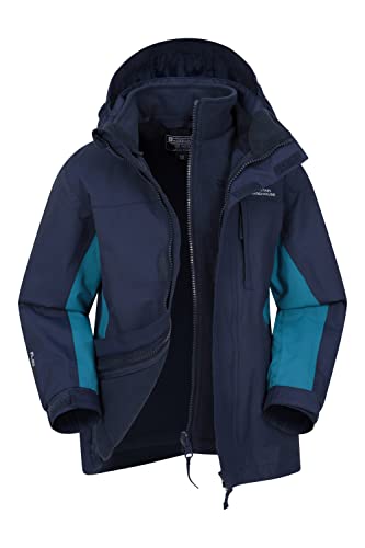 Mountain Warehouse Wasserfeste Cannonball Kinder-3-in-1-Jacke - atmungsaktive Dreiklima Winterjacke mit versiegelten Nähten und abnehmbarer Kapuze. Blau Kinder 98 DE (2-3 Jahre) von Mountain Warehouse