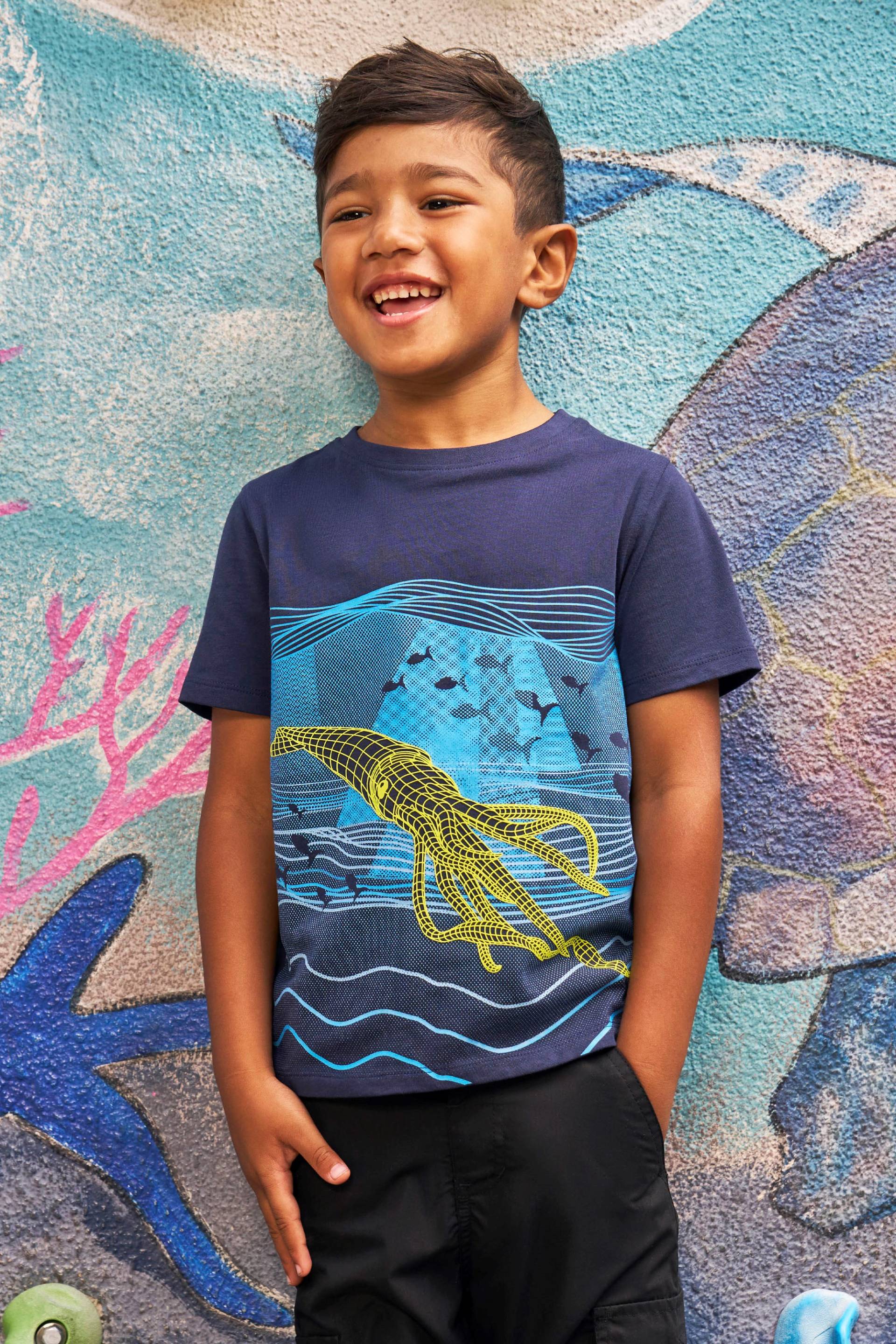 Sid The Squid Bio-Baumwoll Kinder T-Shirt - Blau von Mountain Warehouse