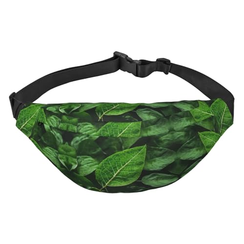 Green Leaf Nature Stilvolle und praktische Bauchtasche für Frauen – praktische Gürteltasche für Outdoor-Aktivitäten, Laufen, Grünes Blatt Natur, Einheitsgröße von Mouxiugei