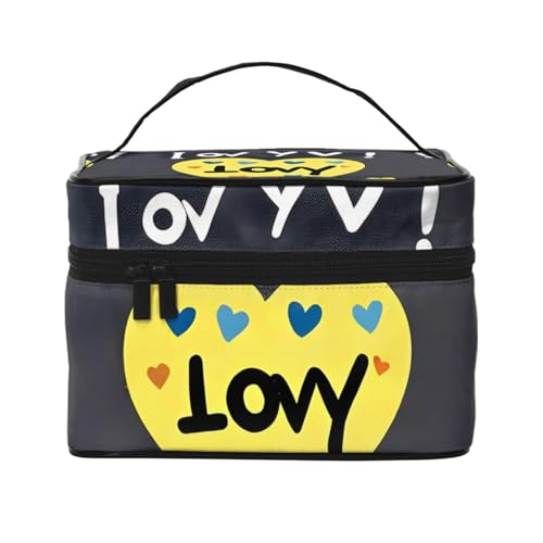 Love You With All My Heart Tragbare Make-up-Tasche – Elegante Reise-Kosmetiktasche mit großem Fassungsvermögen, Make-up-Taschenset, Make-up-Tasche für Frauen, Love You With All My Heart, Einheitsgröße von Mouxiugei