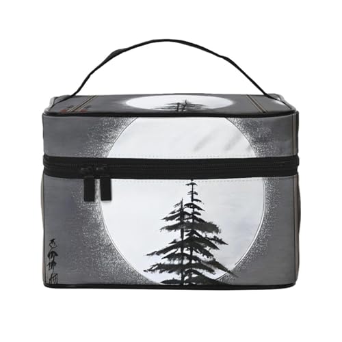 Moon Pine Tree tragbare Make-up-Tasche – elegante Reise-Kosmetiktasche mit großem Fassungsvermögen, Make-up-Taschen-Set, Make-up-Tasche für Frauen, Mondkiefer, Einheitsgröße von Mouxiugei