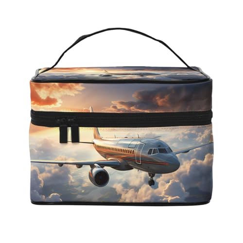 Mouxiugei Airplanes Are Soaring tragbare Make-up-Tasche – elegante Reise-Kosmetiktasche mit großem Fassungsvermögen, Make-up-Taschen-Set, Make-up-Tasche für Frauen, Flugzeuge steigen in die Höhe, von Mouxiugei