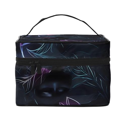 Mouxiugei Black Mystery tragbare Make-up-Tasche – elegante Reise-Kosmetiktasche mit großem Fassungsvermögen, Make-up-Taschenset, Make-up-Tasche für Damen, Black Mystery, Einheitsgröße von Mouxiugei