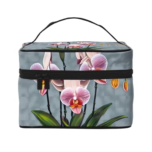 Mouxiugei Blooming Orchids tragbare Make-up-Tasche – elegante Reise-Kosmetiktasche mit großem Fassungsvermögen, Make-up-Taschen-Set, Make-up-Tasche für Frauen, Blühende Orchideen, Einheitsgröße von Mouxiugei