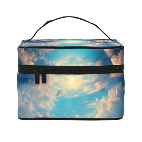 Mouxiugei Cloudy Sky tragbare Make-up-Tasche – elegante Reise-Kosmetiktasche mit großem Fassungsvermögen, Make-up-Tasche, Make-up-Tasche für Damen, Bewölkter Himmel, Einheitsgröße von Mouxiugei
