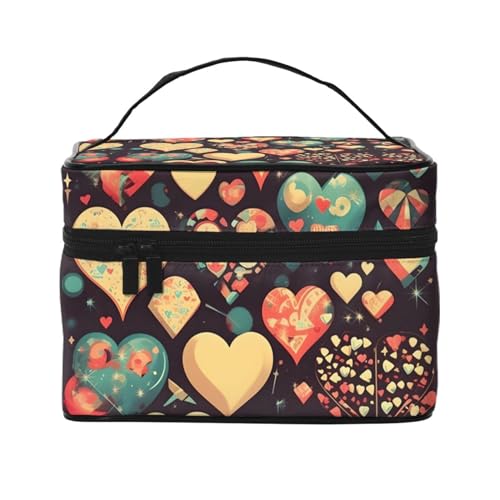 Mouxiugei Heart Crush Flower tragbare Make-up-Tasche – elegante Reise-Kosmetiktasche mit großem Fassungsvermögen, Make-up-Taschen-Set, Make-up-Tasche für Frauen, Herz Crush Blume, Einheitsgröße von Mouxiugei