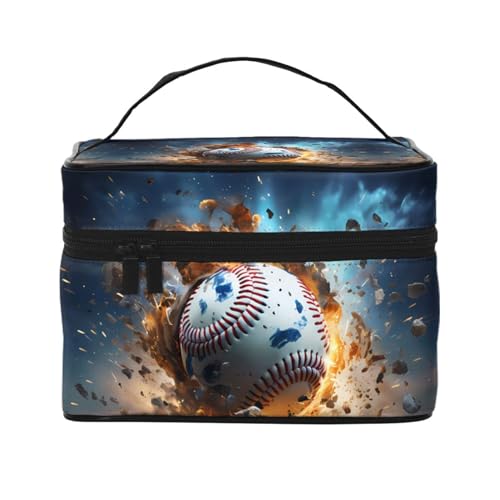 Mouxiugei Hot Baseball tragbare Make-up-Tasche – elegante Reise-Kosmetiktasche mit großem Fassungsvermögen, Make-up-Taschen-Set, Make-up-Tasche für Frauen, Heißer Baseball, Einheitsgröße von Mouxiugei