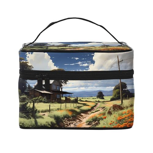 Mouxiugei Idyllic Scenery tragbare Make-up-Tasche – elegante Reise-Kosmetiktasche mit großem Fassungsvermögen, Make-up-Taschen-Set, Make-up-Tasche für Frauen, Idyllische Landschaft, Einheitsgröße von Mouxiugei