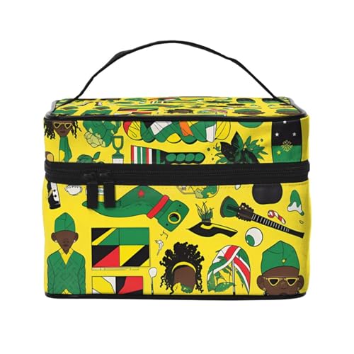 Mouxiugei Jamaican Elements tragbare Make-up-Tasche – elegante Reise-Kosmetiktasche mit großem Fassungsvermögen, Make-up-Taschen-Set, Make-up-Tasche für Frauen, Jamaikanische Elemente, Einheitsgröße von Mouxiugei