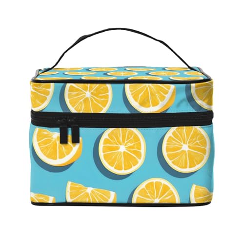 Mouxiugei Lemon Wedges tragbare Make-up-Tasche – elegante Reise-Kosmetiktasche mit großem Fassungsvermögen, Make-up-Taschen-Set, Make-up-Tasche für Frauen, Zitrone Keile, Einheitsgröße von Mouxiugei