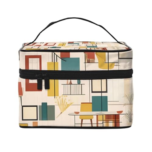 Mouxiugei Mid Century Moderne tragbare Make-up-Tasche – elegante Reise-Kosmetiktasche mit großem Fassungsvermögen, Make-up-Taschenset, Make-up-Tasche für Frauen, Mitte des Jahrhunderts modern, von Mouxiugei