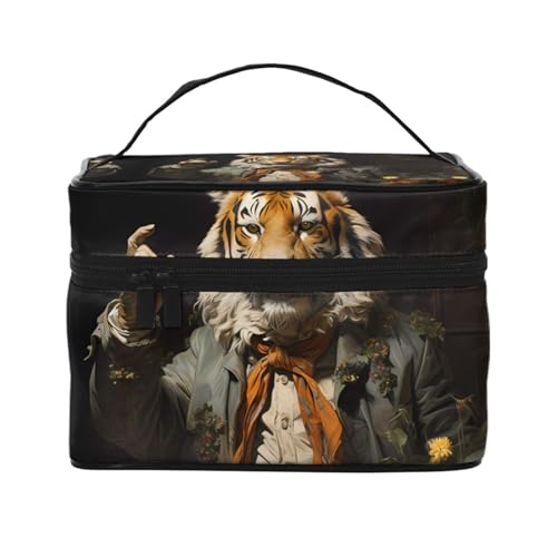 Mouxiugei Mr. Dancing Tiger tragbare Make-up-Tasche – elegante Reise-Kosmetiktasche mit großem Fassungsvermögen, Make-up-Taschen-Set, Make-up-Tasche für Frauen, Mr. Tanzender Tiger, Einheitsgröße von Mouxiugei