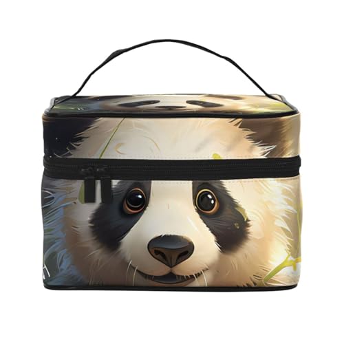 Mouxiugei Niedliche Panda-Pflanze, tragbare Make-up-Tasche – elegante Reise-Kosmetiktasche mit großem Fassungsvermögen, Make-up-Tasche für Damen, Niedliche Panda-Pflanze, Einheitsgröße von Mouxiugei