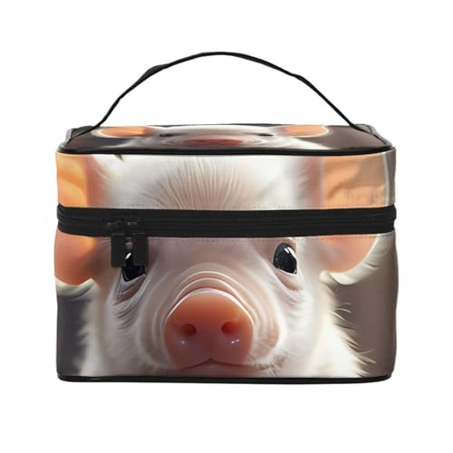 Mouxiugei Niedliches junges Schwein, tragbare Make-up-Tasche – elegante Reise-Kosmetiktasche mit großem Fassungsvermögen, Make-up-Tasche für Frauen, Süßes junges Schwein, Einheitsgröße von Mouxiugei