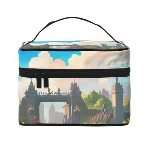 Mouxiugei Outside The Castle Gate tragbare Make-up-Tasche – elegante Reise-Kosmetiktasche mit großem Fassungsvermögen, Make-up-Taschen-Set, Make-up-Tasche für Frauen, Außerhalb des Schlosses Tor, von Mouxiugei