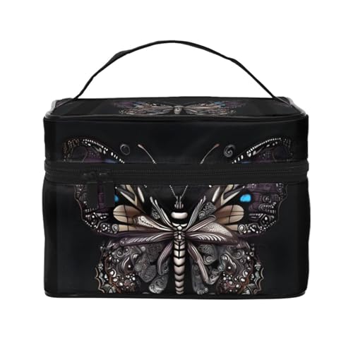 Mouxiugei Science Butterfly tragbare Make-up-Tasche – elegante Reise-Kosmetiktasche mit großem Fassungsvermögen, Make-up-Taschen-Set, Make-up-Tasche für Frauen, Wissenschaft Schmetterling, von Mouxiugei