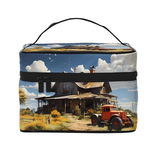 Mouxiugei Texas Farm Traktor tragbare Make-up-Tasche – elegante Reise-Kosmetiktasche mit großem Fassungsvermögen, Make-up-Taschen-Set, Make-up-Tasche für Frauen, Texas Farm Traktor, Einheitsgröße von Mouxiugei