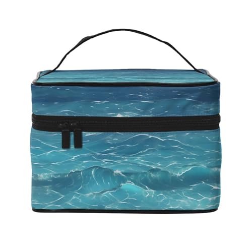 Mouxiugei The Deep Blue Sea tragbare Make-up-Tasche – elegante Reise-Kosmetiktasche mit großem Fassungsvermögen, Make-up-Taschen-Set, Make-up-Tasche für Frauen, Das tiefblaue Meer, Einheitsgröße von Mouxiugei