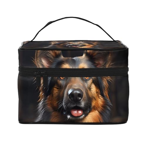 Mouxiugei Tragbare Make-up-Tasche, Motiv: Deutscher Schäferhund, elegante Reise-Kosmetiktasche mit großem Fassungsvermögen, Make-up-Tasche für Damen, Deutscher Schäferhund, Einheitsgröße von Mouxiugei