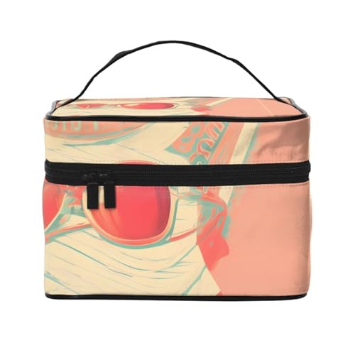 Mouxiugei Tragbare Make-up-Tasche im Retro-Stil mit abstrakten Farbtönen – elegante Reise-Kosmetiktasche mit großem Fassungsvermögen, Make-up-Tasche für Damen, Retro Abstrakte Schattierungen, von Mouxiugei