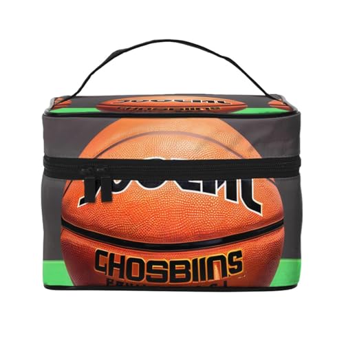 Mouxiugei Tragbare Make-up-Tasche mit Basketball-Hintergrund – elegante Reise-Kosmetiktasche mit großem Fassungsvermögen, Make-up-Taschen-Set, Make-up-Tasche für Frauen, Basketball Hintergrund, von Mouxiugei