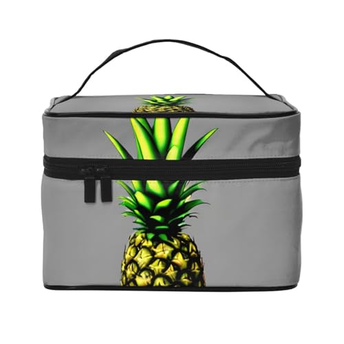 Mouxiugei Tragbare Make-up-Tasche mit Cartoon-Ananas – elegante Reise-Kosmetiktasche mit großem Fassungsvermögen, Make-up-Taschen-Set, Make-up-Tasche für Frauen, Cartoon Ananas, Einheitsgröße von Mouxiugei