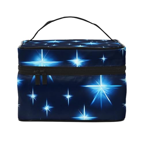 Mouxiugei Tragbare Make-up-Tasche mit Cartoon-Sternen – elegante Reise-Kosmetiktasche mit großem Fassungsvermögen, Make-up-Taschen-Set, Make-up-Tasche für Damen, Cartoon Blue Star, Einheitsgröße von Mouxiugei