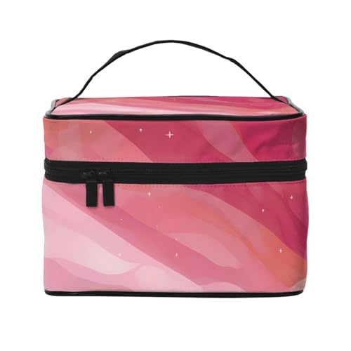 Mouxiugei Tragbare Make-up-Tasche mit Farbverlauf, elegante Reise-Kosmetiktasche mit großem Fassungsvermögen, Make-up-Taschenset, Make-up-Tasche für Damen, Rosa Farbverlauf, Einheitsgröße von Mouxiugei