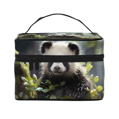 Mouxiugei Tragbare Make-up-Tasche mit Panda-Motiv im Wald, elegante Reise-Kosmetiktasche mit großem Fassungsvermögen, Make-up-Tasche für Damen, Panda Cubs im Wald, Einheitsgröße von Mouxiugei