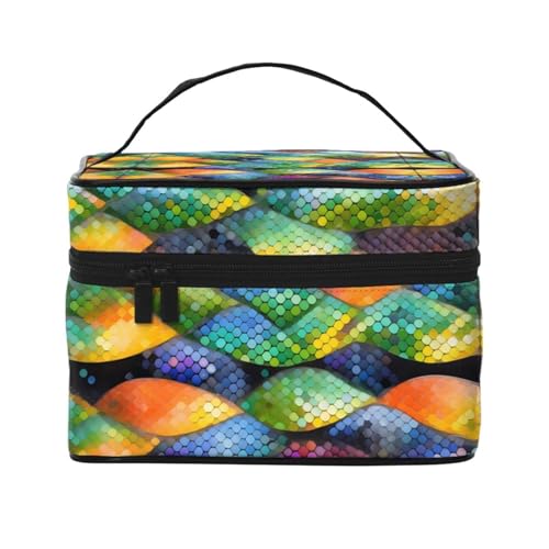 Mouxiugei Tragbare Make-up-Tasche mit Regenbogenfischschuppe, elegante Reise-Kosmetiktasche mit großem Fassungsvermögen, Make-up-Taschenset, Make-up-Tasche für Damen, Regenbogenfischschuppe, von Mouxiugei