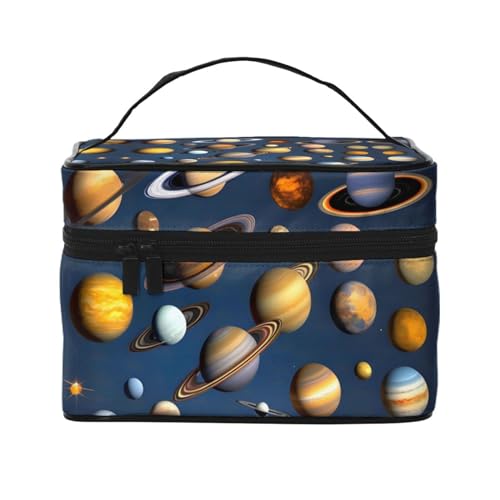 Mouxiugei Tragbare Make-up-Tasche mit Sonnensystem, Planeten, elegante Reise-Kosmetiktasche mit großem Fassungsvermögen, Make-up-Tasche für Damen, Sonnensystem Planeten, Einheitsgröße von Mouxiugei