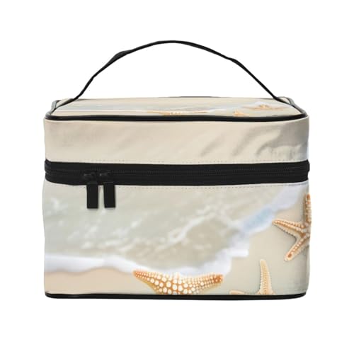 Mouxiugei Tragbare Make-up-Tasche mit Strandseestern – elegante Reise-Kosmetiktasche mit großem Fassungsvermögen, Make-up-Taschen-Set, Make-up-Tasche für Damen, Strand Seestern, Einheitsgröße von Mouxiugei