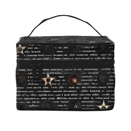 Mouxiugei Tragbare Make-up-Tasche mit geheimnisvollem Text – elegante Reise-Kosmetiktasche mit großem Fassungsvermögen, Make-up-Taschen-Set, Make-up-Tasche für Frauen, Geheimnisvoller Text, von Mouxiugei