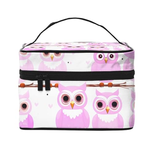 Mouxiugei Tragbare Make-up-Tasche mit niedlicher Eule, elegante Reise-Kosmetiktasche mit großem Fassungsvermögen, Make-up-Tasche für Damen, Eulenmotiv, Einheitsgröße von Mouxiugei