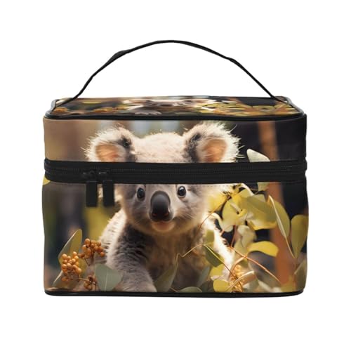 Mouxiugei Tragbare Make-up-Tasche mit niedlicher Koala-Pflanze, elegante Reise-Kosmetiktasche mit großem Fassungsvermögen, Make-up-Tasche für Damen, Süße Koala-Pflanze, Einheitsgröße von Mouxiugei