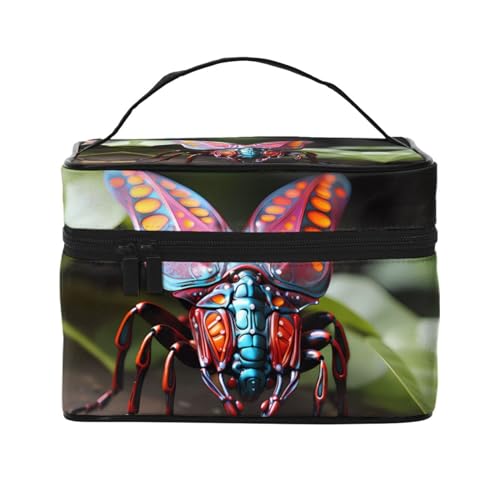 Mouxiugei Tragbare Make-up-Tasche mit seltsamen Insekten, elegante Reise-Kosmetiktasche mit großem Fassungsvermögen, Make-up-Taschenset, Make-up-Tasche für Frauen, Seltsame Insekten, Einheitsgröße von Mouxiugei