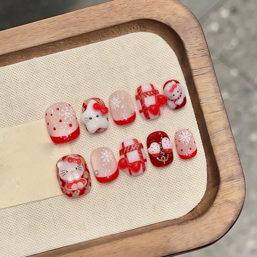 Handgefertigte Press on Nails Kurz MouyouGlow,Square Rund Cute Rot French 3D Kitty Bow Crystal Schneeflocke Christmas XMAS Y2K Winter Resuable Fake Nails,Handmade Künstliche Fingernägel 10Pcs 552-M Handgefertigte Press on Nails Kurz MouyouGlow,Square Rund Cute Rot French 3D Kitty Bow Crystal Schneeflocke Christmas XMAS Y2K Winter Resuable Fake Nails,Handmade Künstliche Fingernägel 10Pcs 552-M von MouyouGlow