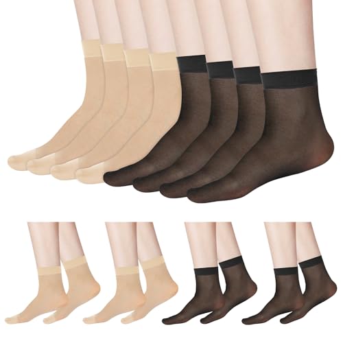 Mozeat Lens 10 Paar Transparent Damen Söckchen aus Dünnem Nylon Knöchel Socken Strumpfhosen Socken Knöchelhohe Strumpfwaren Homewear Kurze Strümpfe Bequeme Atmungsaktive Feinstrumpfsöckchen von Mozeat Lens