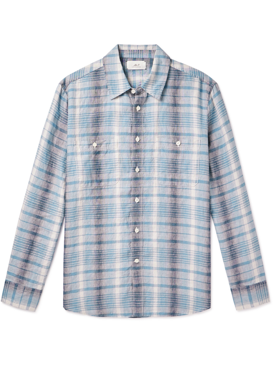 Mr P. - Checked Linen Shirt - Men - Blue - S von Mr P.