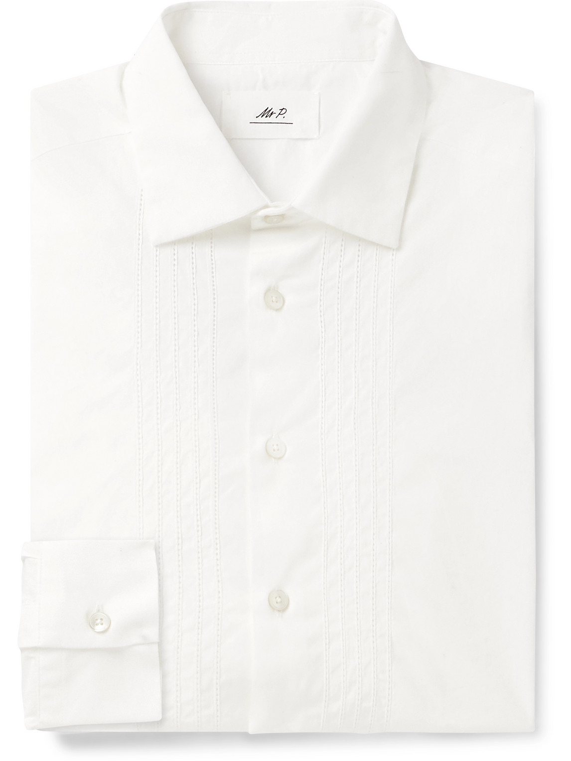 Mr P. - Cutaway-Collar Embroidered Cotton-Poplin Tuxedo Shirt - Men - White - M von Mr P.
