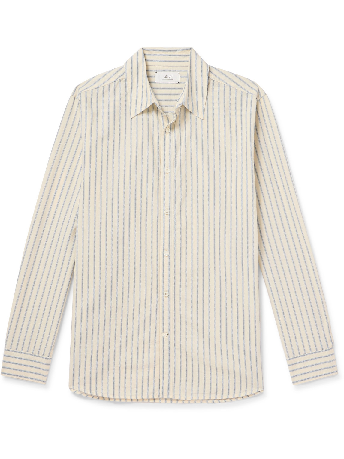 Mr P. - Embroidered Striped Cotton Shirt - Men - Neutrals - L von Mr P.