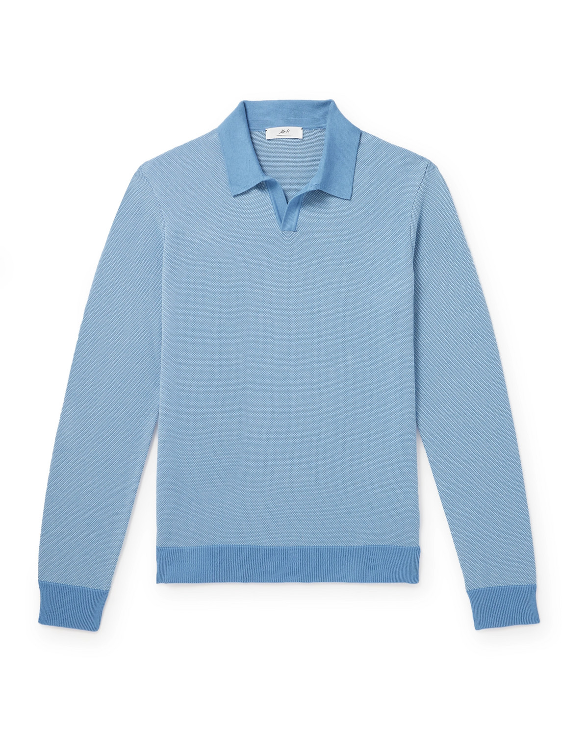 Mr P. - Johnny Birdseye Cotton Polo Shirt - Men - Blue - M von Mr P.