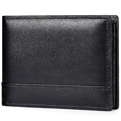 Echtleder Geldbeutel Herren - Geldbeutel mit RFID-Schutz - Slim Brieftasche für Herren - Portemonnaie Herren Brieftasche Wallet Portmonee Ledergeldbörse - Geldbörse Herren mit 11Kartenfächer,Black von MsiDtsoy