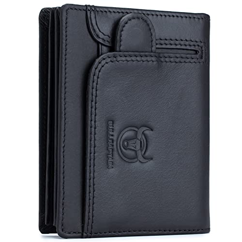 Geldbörse Herren Slim Wallet RFID Schutz Echtem Leder Brieftasche Geldbörse Vertikale Portemonnaie Vintage Geldbeutel mit 17 Kartenschlitz Brieftasche Portemonnaie Portmonee Kreditkartenetui,Black von MsiDtsoy