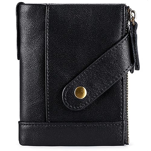 Herren Ledergeldbörse - Geldbeutel mit RFID-Schutz - Geldbörsen mit Reißverschluss Münztasche - 6 Kreditkartenhalter Brieftasche - Slim Portemonnaie für Herren - Wallet Geldbörse Geldbeutel,Black von MsiDtsoy