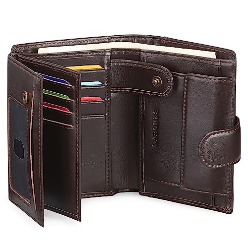 Leder Geldbörse Herren mit RFID-Schutz - Geldbeutel Männer Klein mit Münzfach - Portemonnaie Herren Hochformat - Slim Wallet -16 Fächer für Kreditkarten - Herren Brieftasche Personalisiert,Coffee von MsiDtsoy