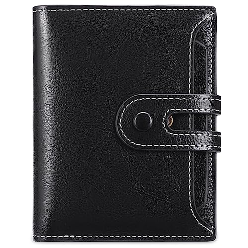 MsiDtsoy Damen Geldbörse Slim Klein Vintage Leder Geldbörsen Frauen Kreditkartenhalter RFID Brieftasche Leder Einfache Portmonee mit Mehreren Kartenfächern Fächern Geschenke für Damen,Black von MsiDtsoy