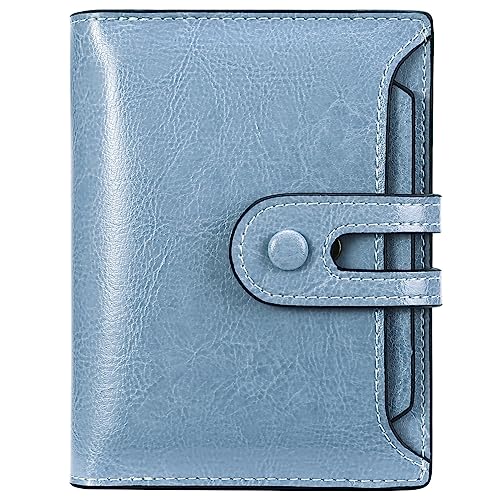 MsiDtsoy Damen Geldbörse Slim Klein Vintage Leder Geldbörsen Frauen Kreditkartenhalter RFID Brieftasche Leder Einfache Portmonee mit Mehreren Kartenfächern Fächern Geschenke für Damen,Blue B von MsiDtsoy